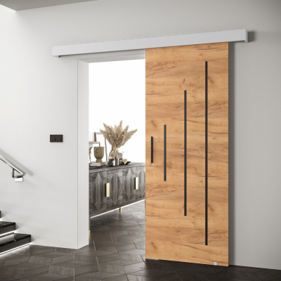 Posuvné dveře s černým úchytem SALOME 11 - dub craft zlatý / bílé