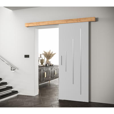 Posuvné dveře se stříbrným úchytem SALOME 11 - bílé / dub craft zlatý