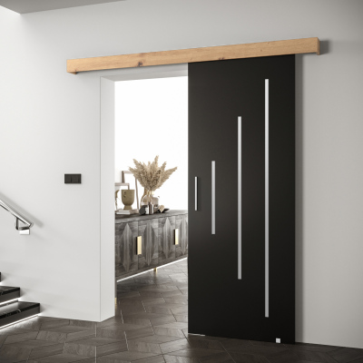Posuvné dveře se stříbrným úchytem SALOME 11 - černé / dub artisan