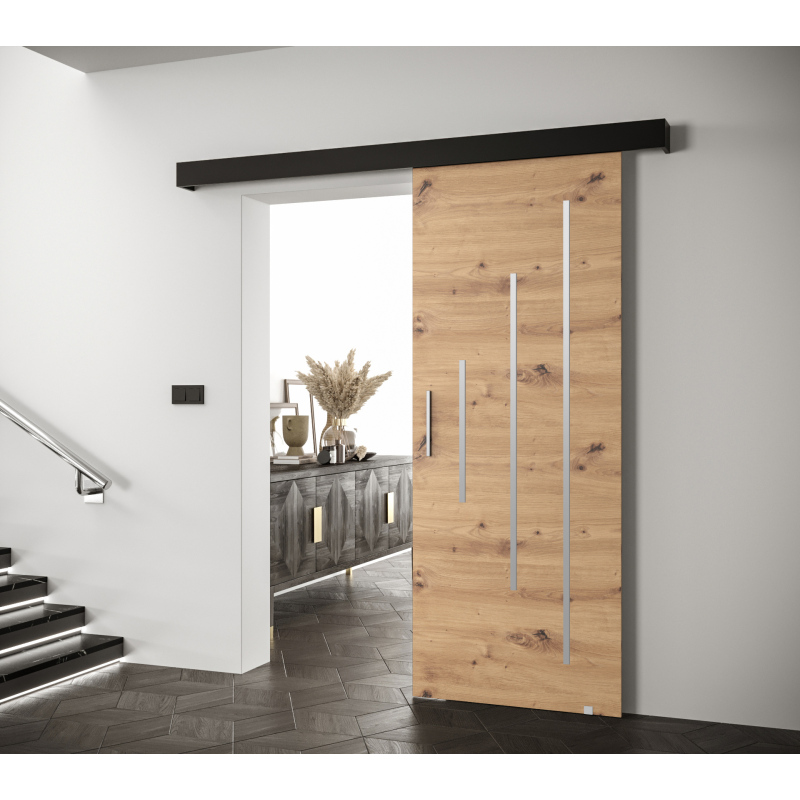 Posuvné dveře se stříbrným úchytem SALOME 11 - dub artisan / černé