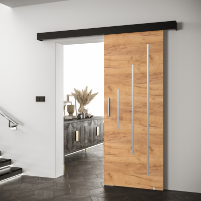 Posuvné dveře se stříbrným úchytem SALOME 11 - dub craft zlatý / černé