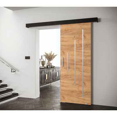 Posuvné dveře se stříbrným úchytem SALOME 11 - dub craft zlatý / černé