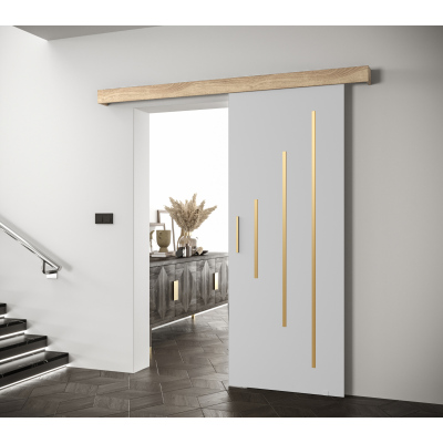 Posuvné dveře se zlatým úchytem SALOME 11 - bílé / dub sonoma