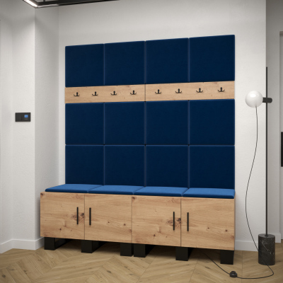 Předsíňová sestava RUMIE 3 - dub artisan, modré panely