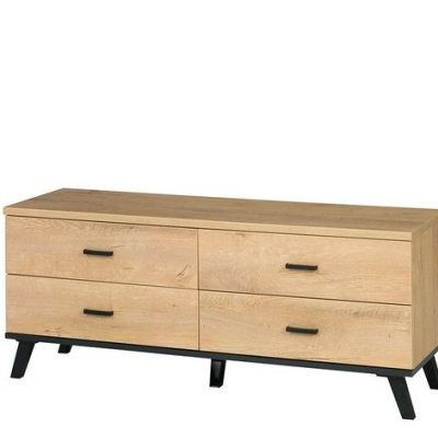 Televizní stolek YUNA 2 - dub lefkas / černý