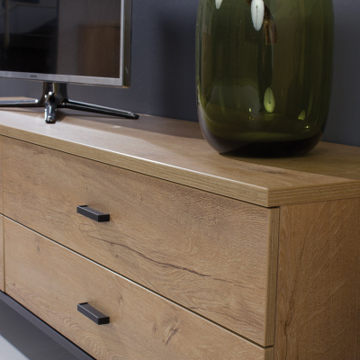 Televizní stolek YUNA 2 - dub lefkas / černý