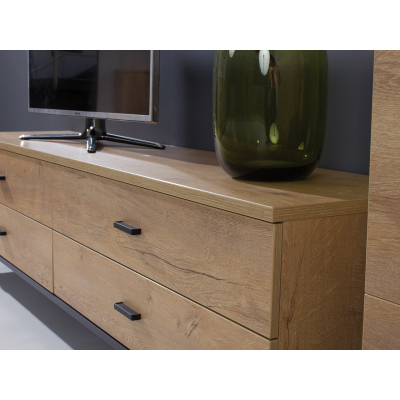 Televizní stolek YUNA 2 - dub lefkas / černý