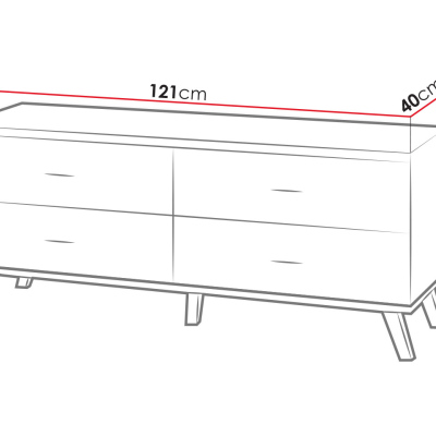 Televizní stolek YUNA 2 - dub lefkas / černý