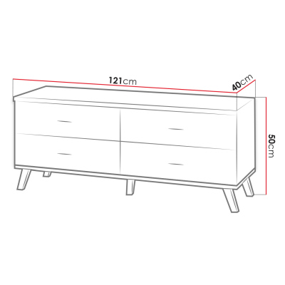 Televizní stolek YUNA 2 - dub lefkas / černý