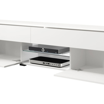 Televizní stolek CHIKAKO - lesklý bílý / bílý