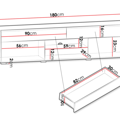 Televizní stolek CHIKAKO - lesklý bílý / bílý