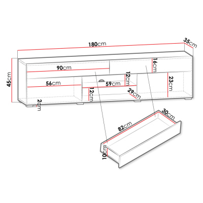 Televizní stolek CHIKAKO - lesklý bílý / bílý