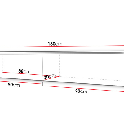 Televizní skříňka s bílým LED osvětlením 180 cm WILLA D - černá