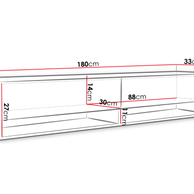 Televizní stolek 180 cm WILLA A - černý