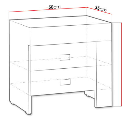 Noční stolek TAKA - dub sonoma, levé provedení