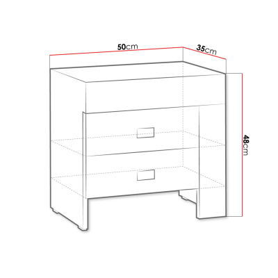 Noční stolek TAKA - dub sonoma, levé provedení