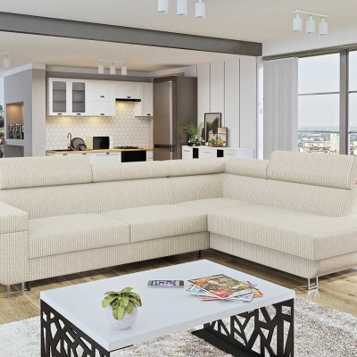 Rohová sedací souprava FAYA - krémová, pravý roh