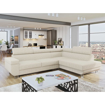 Rohová sedací souprava FAYA - krémová, pravý roh