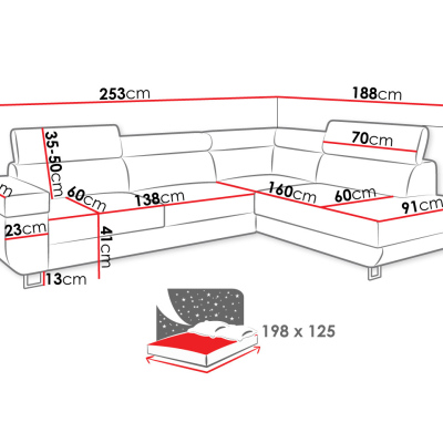 Rohová sedací souprava FAYA - krémová, pravý roh
