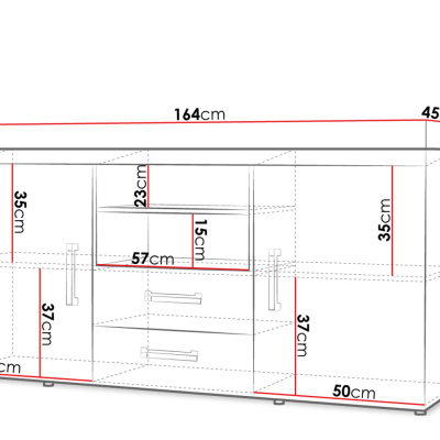 Kombinovaná komoda CHENG 2 - švestka / grafitová