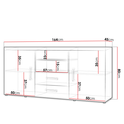 Kombinovaná komoda CHENG 2 - švestka / grafitová