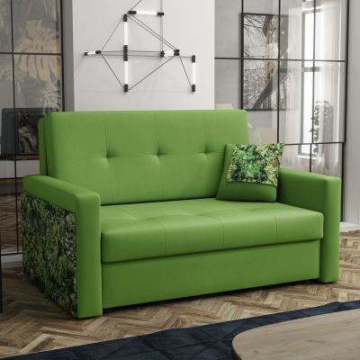 Rozkládací pohovka na každodenní spaní ASUGA 1 - světlá zelená / vzorovaná