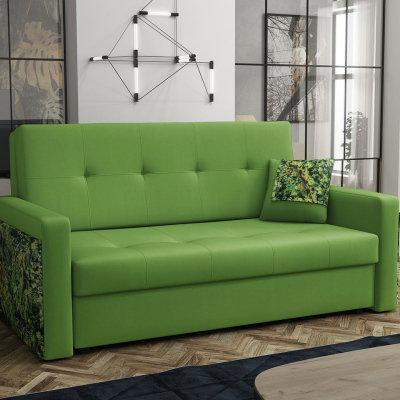 Dvoumístná pohovka na každodenní spaní ASUGA 2 - světlá zelená / vzorovaná