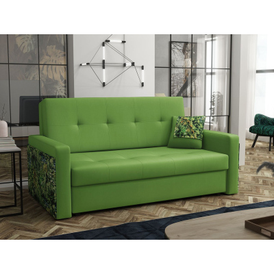 Dvoumístná pohovka na každodenní spaní ASUGA 2 - světlá zelená / vzorovaná