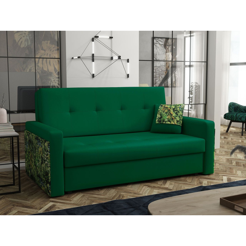 Dvoumístná pohovka na každodenní spaní ASUGA 2 - zelená / vzorovaná