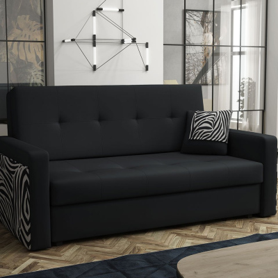 Dvoumístná pohovka na každodenní spaní ASUGA 2 - černá / vzorovaná 2