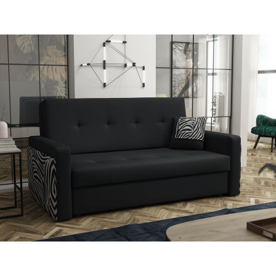 Dvoumístná pohovka na každodenní spaní ASUGA 2 - černá / vzorovaná 2