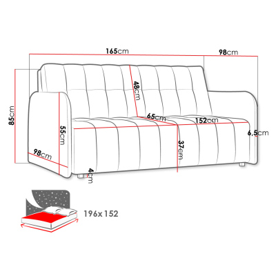 Rozkládací pohovka s úložným prostorem ASUKA 3 - světlá šedá 2