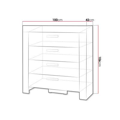 Šuplíková komoda TAKA 6 - dub sonoma