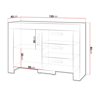 Kombinovaná komoda TAKA 2 - dub sonoma