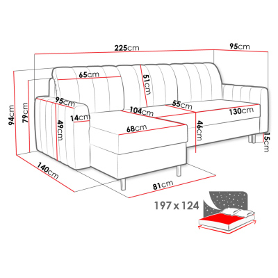 Rohová sedačka s úložným prostorem REIKA - šedá
