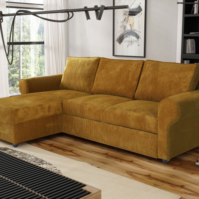 Rohová sedačka na každodenní spaní CHUSPA - hnědá