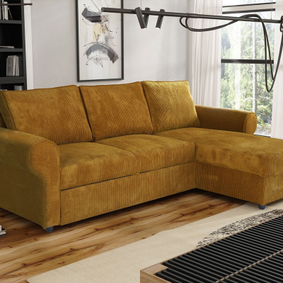 Rohová sedačka na každodenní spaní CHUSPA - hnědá