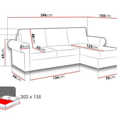 Rohová sedačka na každodenní spaní CHUSPA - hnědá