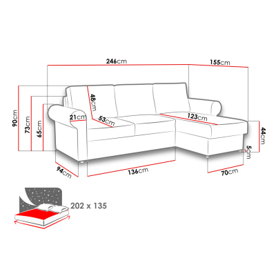 Rohová sedačka na každodenní spaní CHUSPA - hnědá