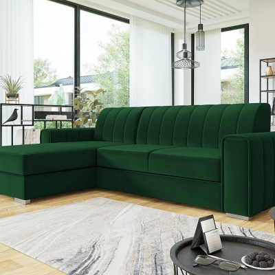 Rohová sedačka na každodenní spaní HANAKO - zelená, levý roh