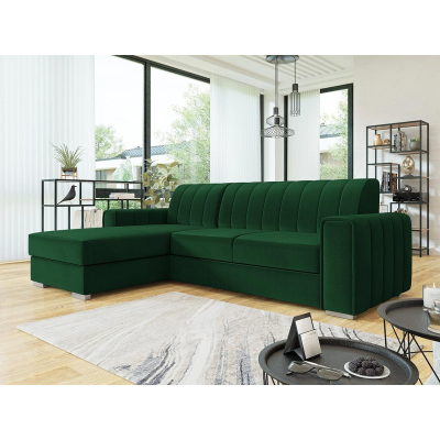 Rohová sedačka na každodenní spaní HANAKO - zelená, levý roh