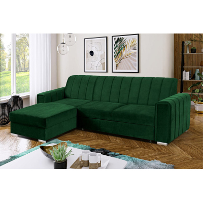 Rohová sedačka na každodenní spaní HANAKO - zelená, levý roh