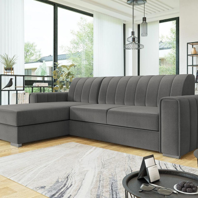 Rohová sedačka na každodenní spaní HANAKO - šedá, levý roh