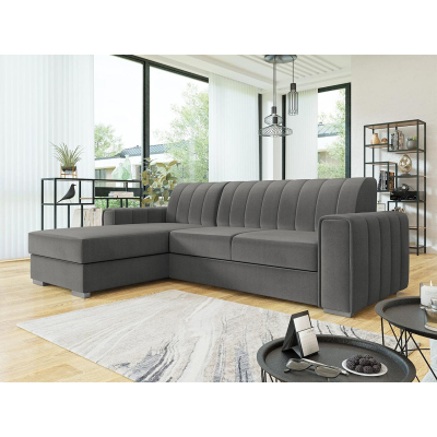 Rohová sedačka na každodenní spaní HANAKO - šedá, levý roh