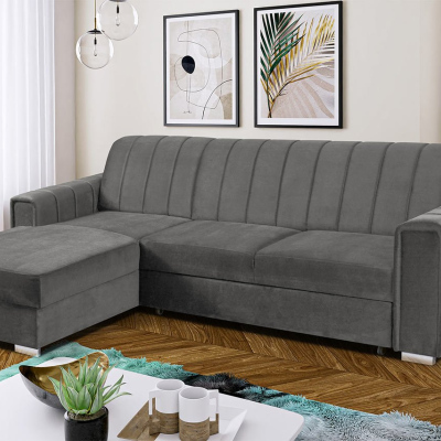 Rohová sedačka na každodenní spaní HANAKO - šedá, levý roh