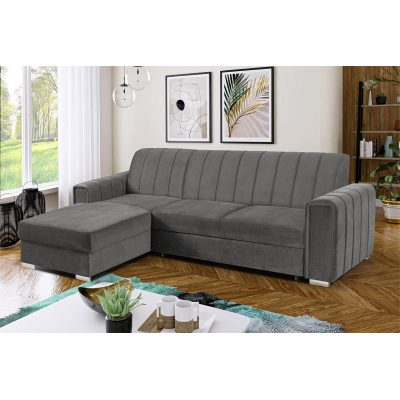 Rohová sedačka na každodenní spaní HANAKO - šedá, levý roh