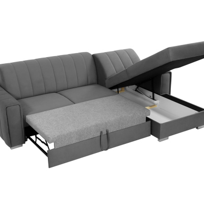 Rohová sedačka na každodenní spaní HANAKO - šedá, levý roh