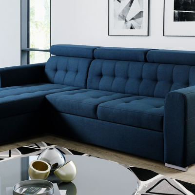 Rozkládací sedačka s úložným prostorem GRANADA - modrá, levý roh