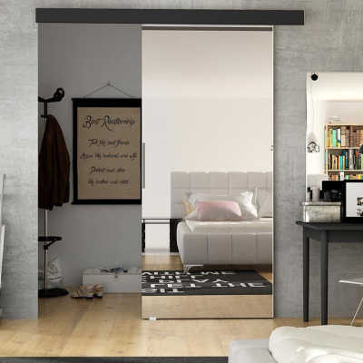 Posuvné dveře se zrcadlem MIRAN 2 - 70 cm, černé