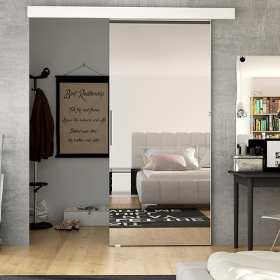 Posuvné dveře se zrcadlem MIRAN 2 - 70 cm, bílé